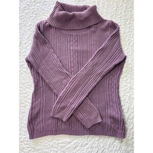 Croft & Barrow Purple Knit Ribbed Chunky Turtleneck Sweater size large